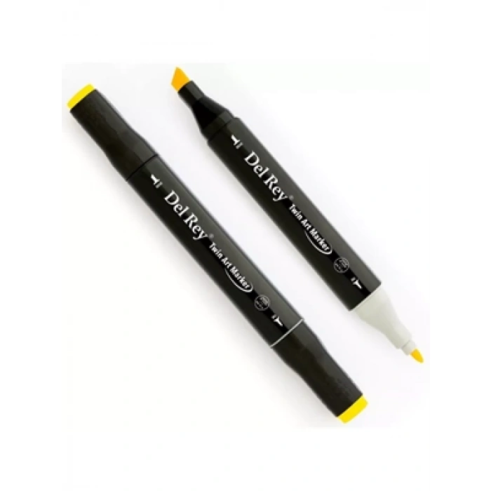 3E Grup - Del Rey Twin Çift Uçlu Marker Kalem Y35 Lemon Yellow