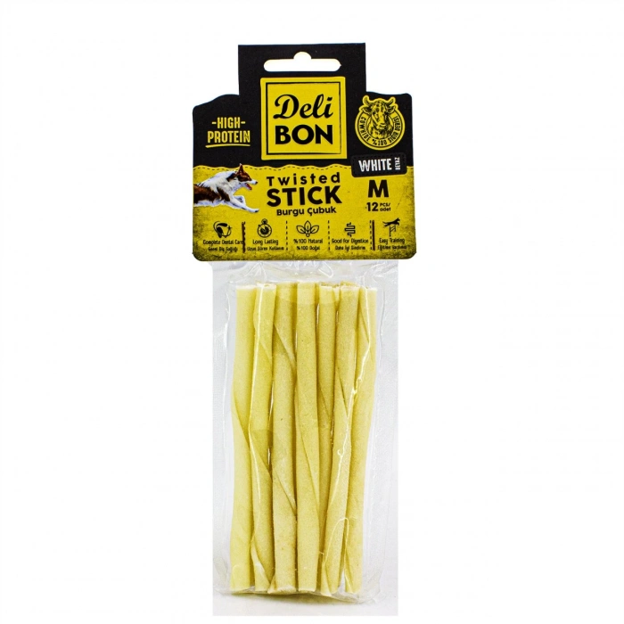 3E Grup - Delibon Deri Kalın Burgu Çubuk 12 Adet Beyaz