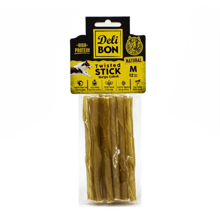 3E Grup - Delibon Deri Kalın Burgu Çubuk 12 Adet Natural