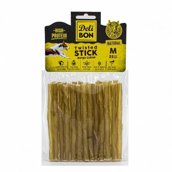 3E Grup - Delibon Deri Kalın Burgu Çubuk 25 Adet Natural