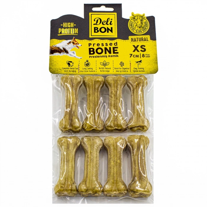 3E Grup - Delibon Deri Köpek Çiğneti Pres Kemik 8x7cm Natural