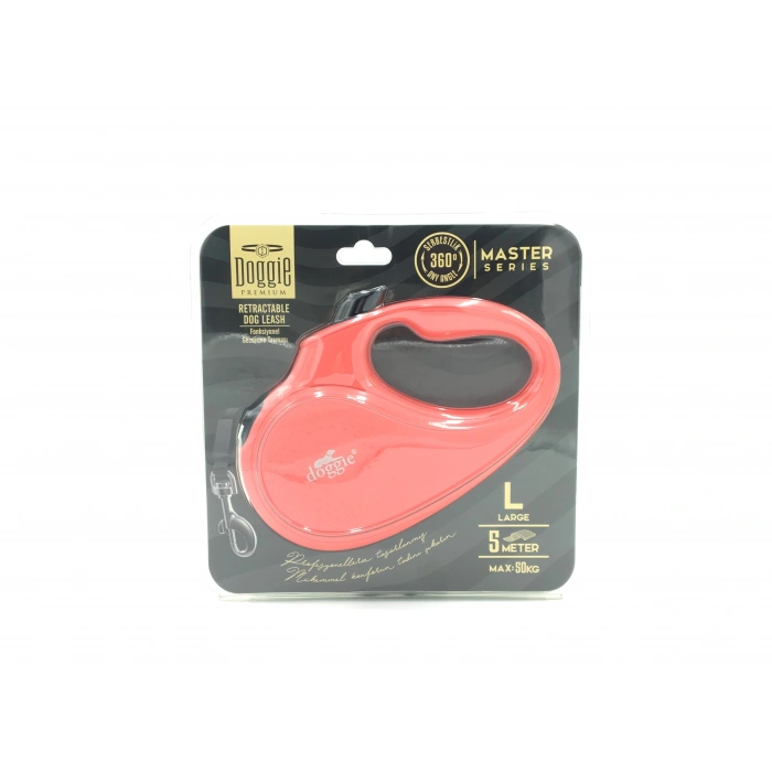 3E Grup - Doggie Master Seri Otomatik Makaralı Köpek Gezdirme 25 kg / 5 M Pembe