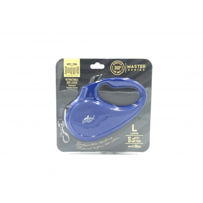 3E Grup - Doggie Master Seri Otomatik Makaralı Köpek Gezdirme 50 kg / 5 M Mavi