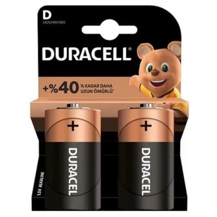 3E Grup - Duracell D 1.5v Alkalin Büyük Boy Pil 2 Li