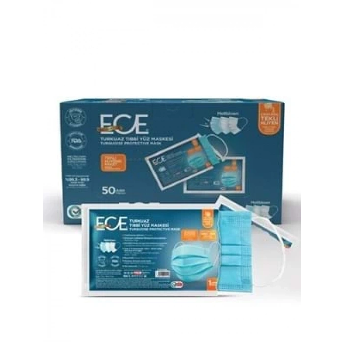 3E Grup - Ece Tıbbi Maske Tekli Ambalajlı Mavi Etz477