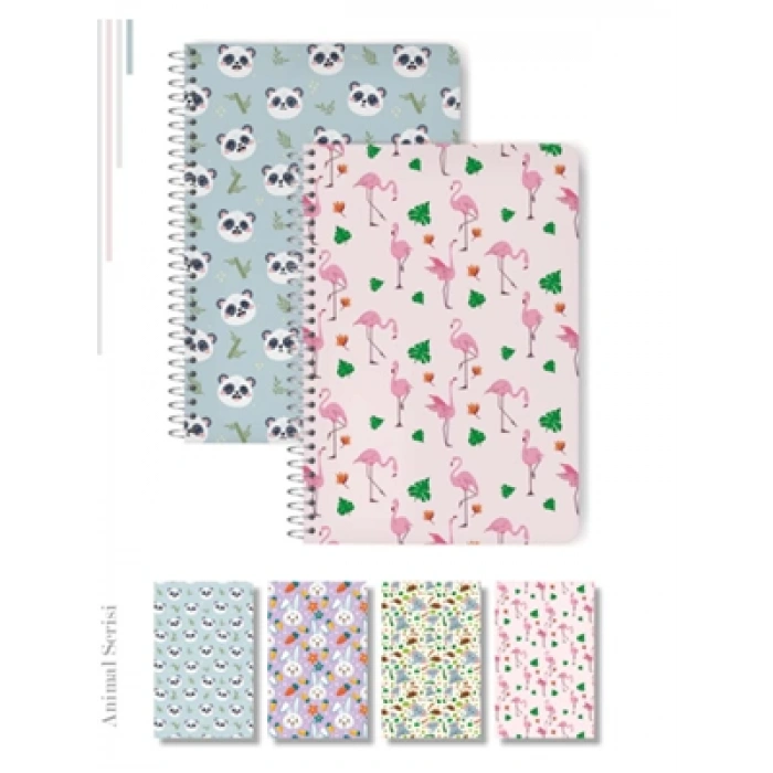 3E Grup - Elma Animal 17x24 Sert Kapak Spiralli Defter Kareli 120 Yp Mbh01-ygz