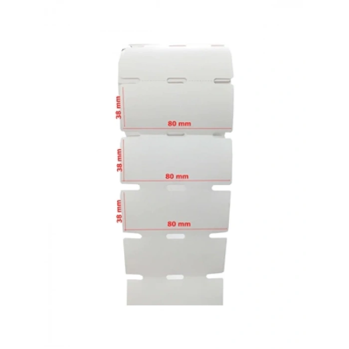 3E Grup - Ermet 38x80 Çentikli Delikli Karton Raf Etiketi 500 Lü(yatay)