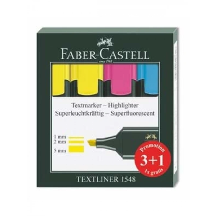 3E Grup - Faber Castell 1548 Fosforlu Kalem 4 Lü Takım 254831