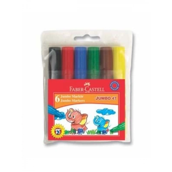 3E Grup - Faber Castell 47 Marker Kalın Keçeli Kalem (marker) 6 Lı