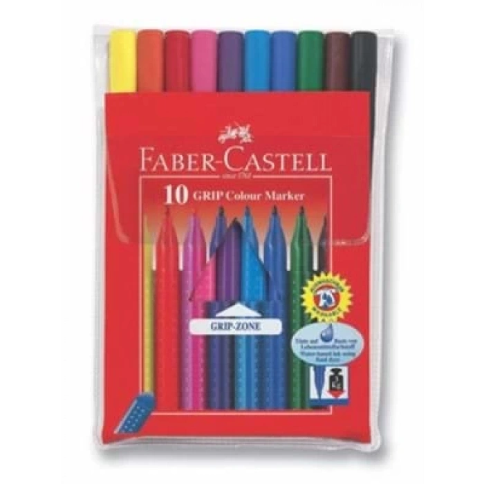 3E Grup - Faber Castell Grıp Keçeli Kalem (marker) 10 Lu
