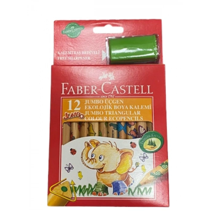 3E Grup - Faber Castell Jumbo Üçgen Boya Kalemi 12 Li
