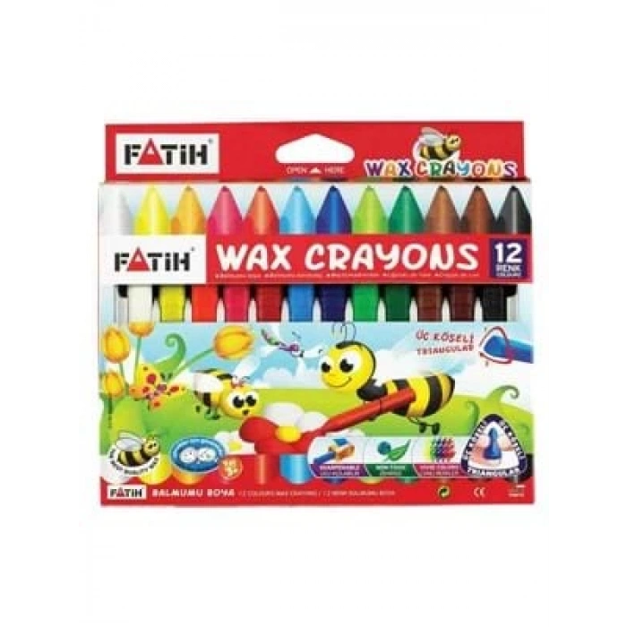 3E Grup - Fatih 12 Renk Jumbo Wax Crayon Boya 50220
