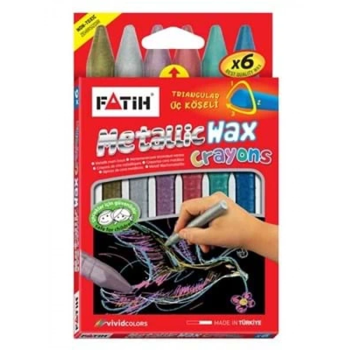 3E Grup - Fatih 6 Renk Metalıc Wax Crayons Boya Kısa 50180