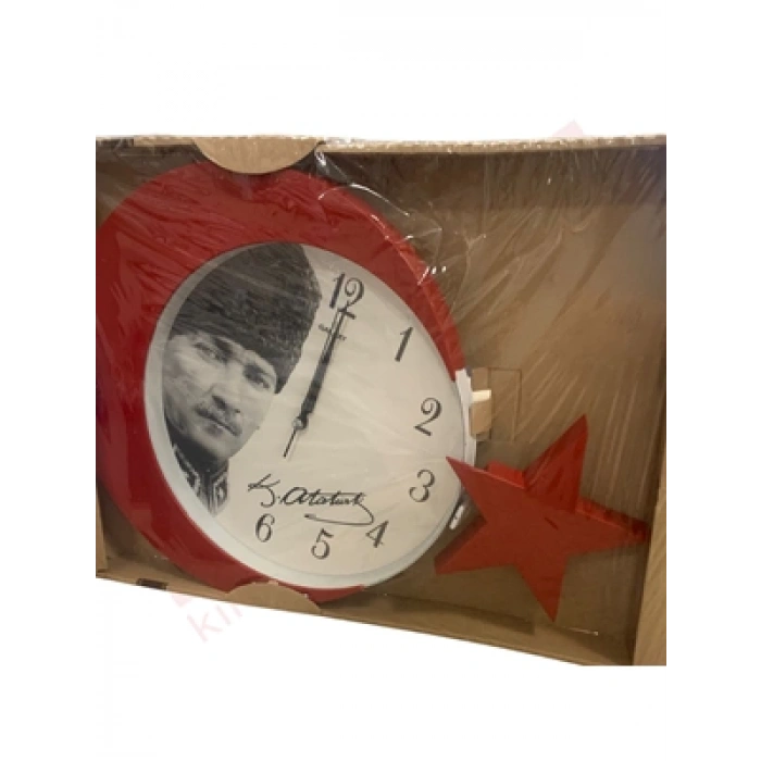3E Grup - Galaxy Duvar Saati Ay Yıldızlı Atatürk Baskılı 134-2