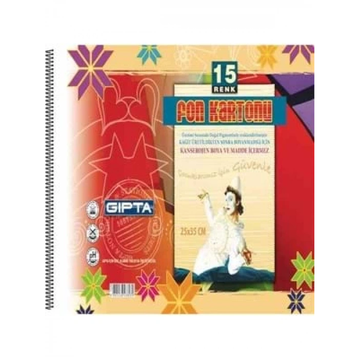 3E Grup - Gıpta 25x35 Cm Fon Kartonlu Resim Defteri 15 Renk 1576