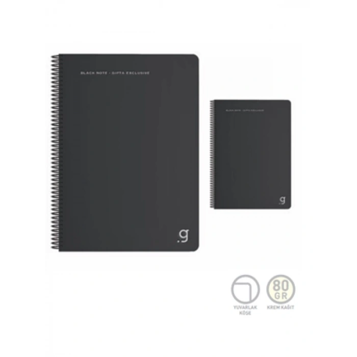 3E Grup - Gıpta Black Note A4 Pp Kapak Spiralli Defter Kareli 80 Yp 6946