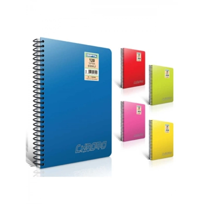 3E Grup - Gıpta Chromo A4 Pp Kapak Spiralli Defter Çizgili 120 Yp 1340
