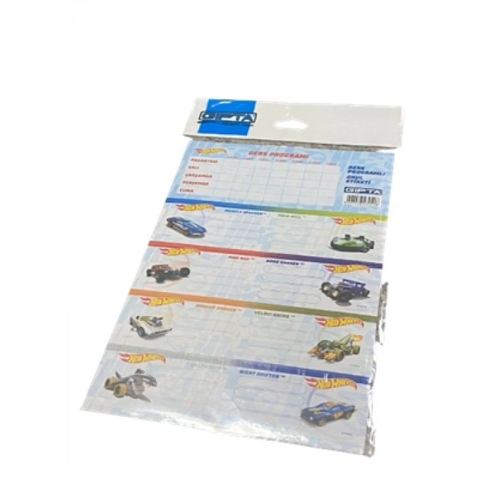3E Grup - Gıpta Hot Wheels Ders Programlı Okul Etiketi 3lü 5410