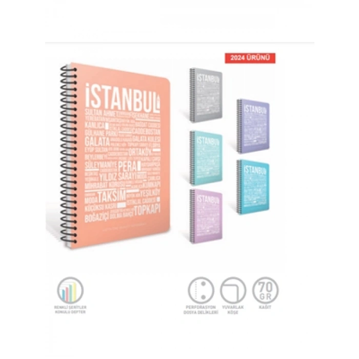 3E Grup - Gıpta İstanbul A4 Pp Kapak Spiralli Defter Kareli 100 Yp 7259