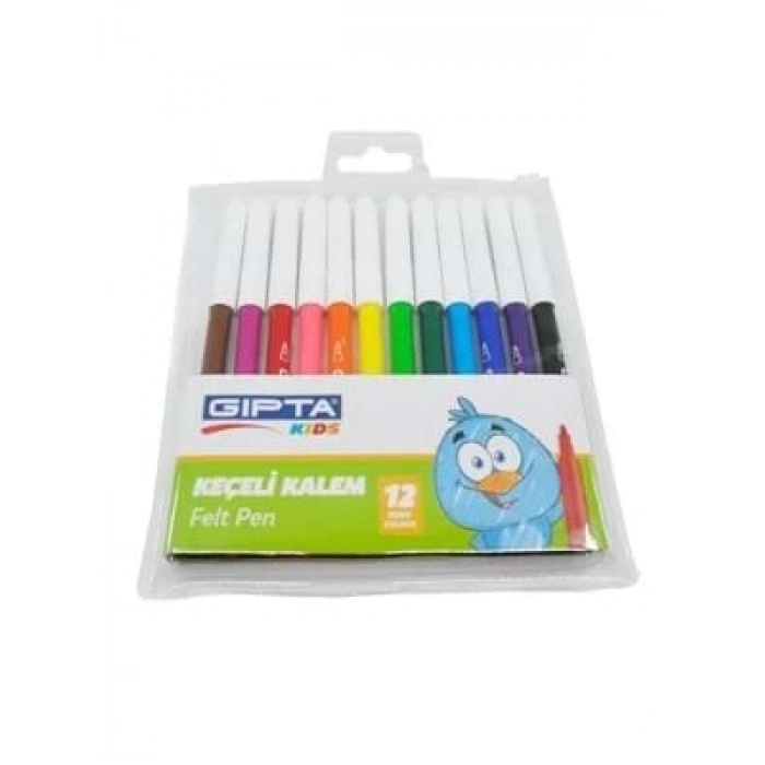 3E Grup - Gıpta Keçeli Kalem Fırça Uçlu 12 Renk K-415