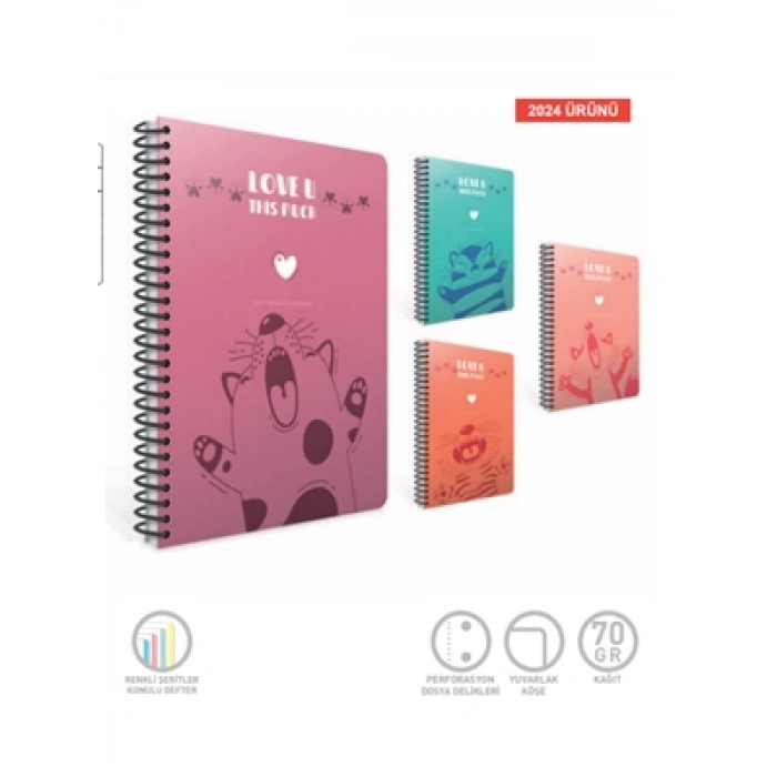 3E Grup - Gıpta Love U A4 Pp Kapak Spiralli Defter Kareli 80 Yp 7221