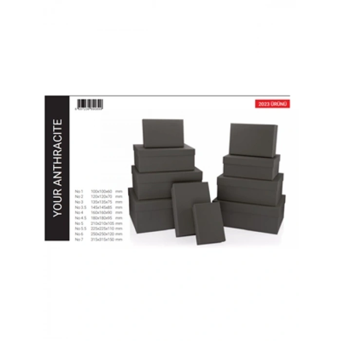 3E Grup - Gıpta Your Anthracite Dikdörtgen Hediye Kutusu No:4.5 Bx0899