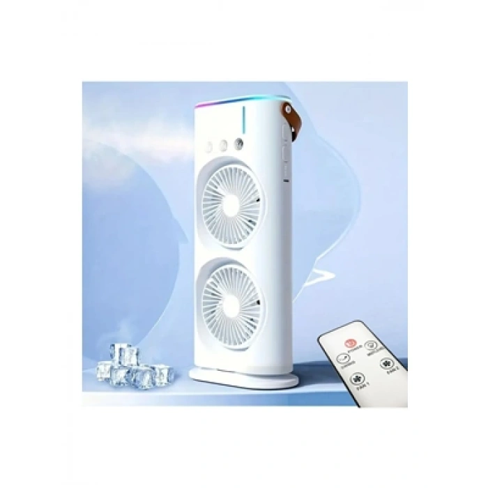 3E Grup - Glr Hr002 Buz ve Su Hazneli Kumandalı Rgb Çift Fanlı Vantilatör