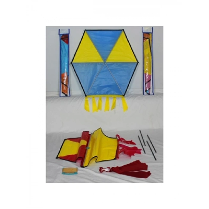 3E Grup - Gülen 73x73 Cm Kumaş Çerçeveli Altıgen Uçurtma Taraftar Ghho-002-13