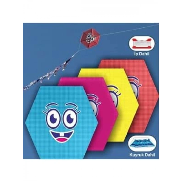 3E Grup - Gülen 73x73 Cm Naylon Altıgen Uçurtma Ghn-002