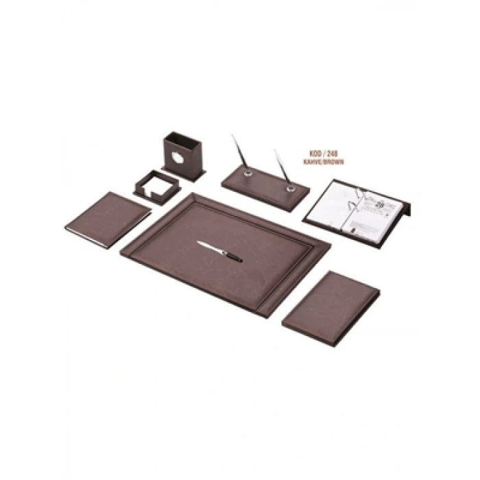 3E Grup - Gülpaş 10 Parça Suni Deri Optik Sümen Takımı Kahverengi 248