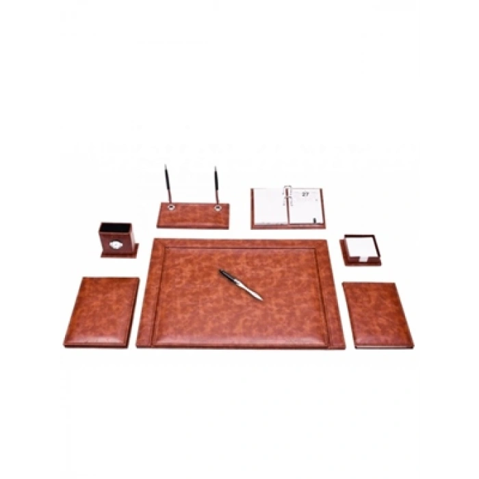 3E Grup - Gülpaş 11 Parça Suni Deri Rustik Sümen Takımı Kahverengi 294