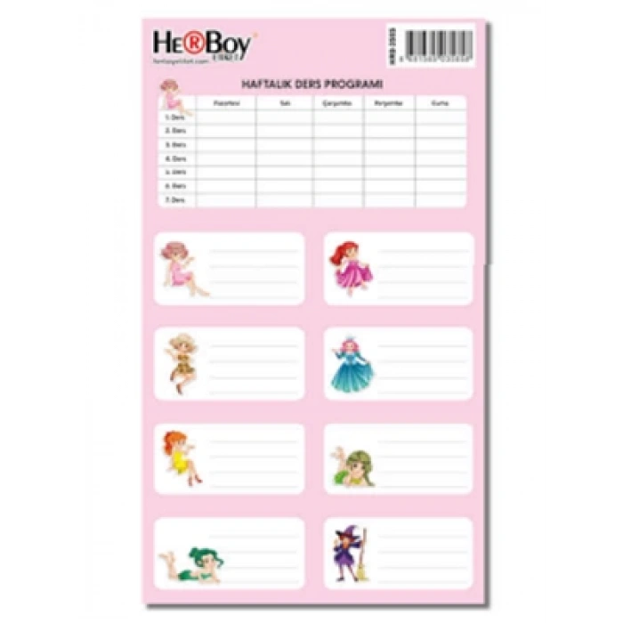 3E Grup - Herboy Okul Etiketi Ders Programlı 3lü Hrb-3585