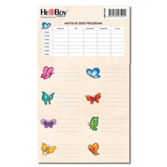 3E Grup - Herboy Okul Etiketi Ders Programlı 3lü Hrb-3590