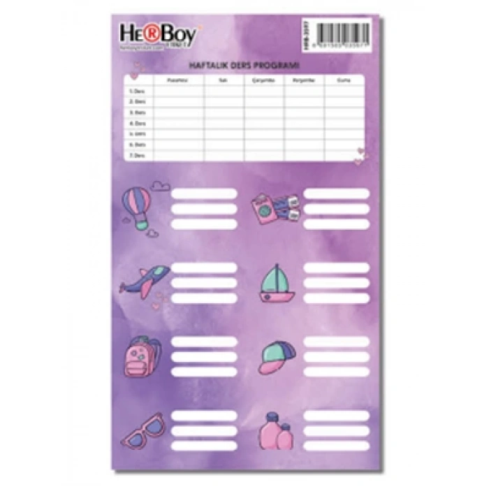 3E Grup - Herboy Okul Etiketi Ders Programlı 3lü Hrb-3597