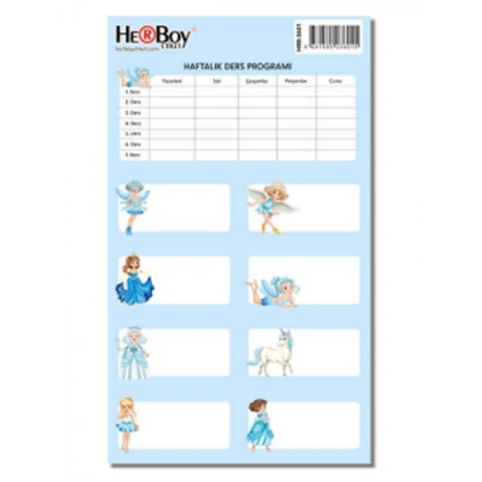 3E Grup - Herboy Okul Etiketi Ders Programlı 3lü Hrb-3601