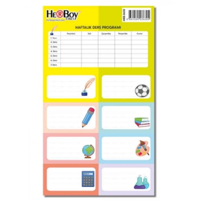 3E Grup - Herboy Okul Etiketi Ders Programlı 3lü Hrb-3630