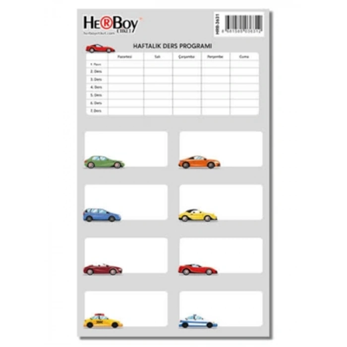 3E Grup - Herboy Okul Etiketi Ders Programlı 3lü Hrb-3631
