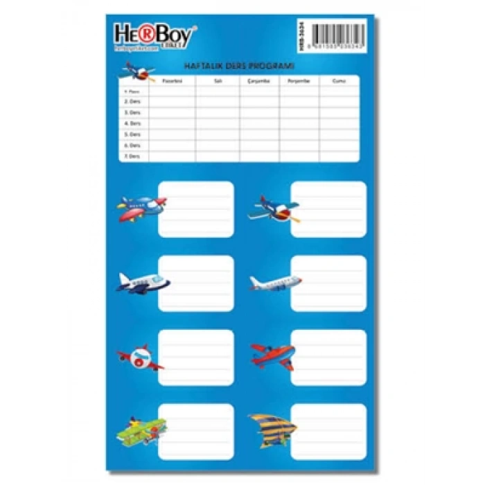 3E Grup - Herboy Okul Etiketi Ders Programlı 3lü Hrb-3634