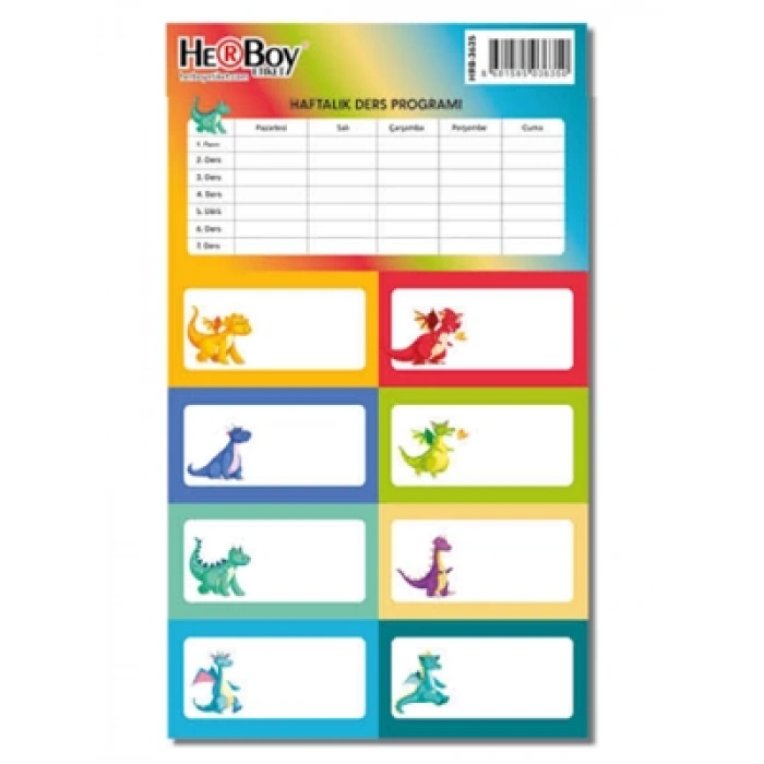 3E Grup - Herboy Okul Etiketi Ders Programlı 3lü Hrb-3635