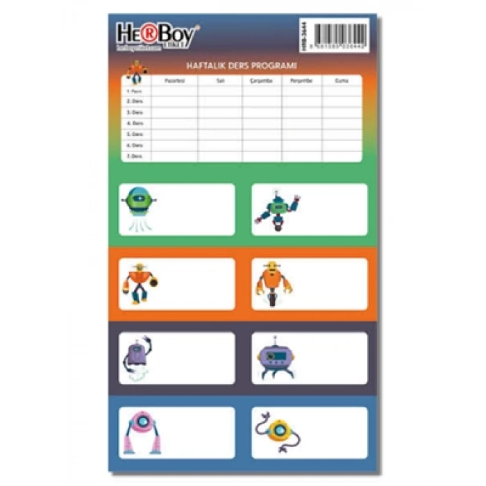 3E Grup - Herboy Okul Etiketi Ders Programlı 3lü Hrb-3644