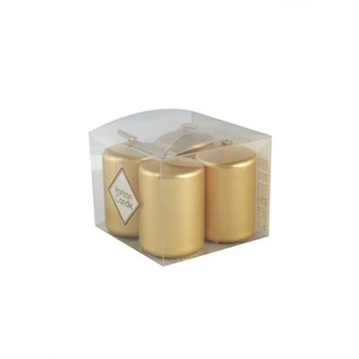 3E Grup - Horizon Candle 3.5x5 Cm Bar Mum 4lü Varak Gold