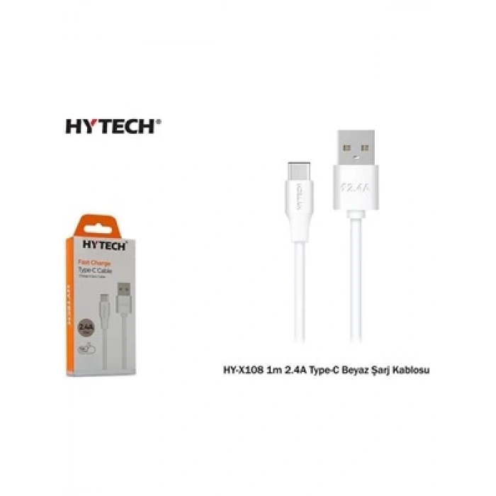 3E Grup - Hytech Hy-x108 1mt 2.4a Type-c Beyaz Şarj Kablosu