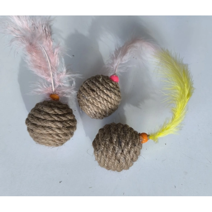 3E Grup - Jut Halat Örgü Kedi Oyun Topu 5 cm