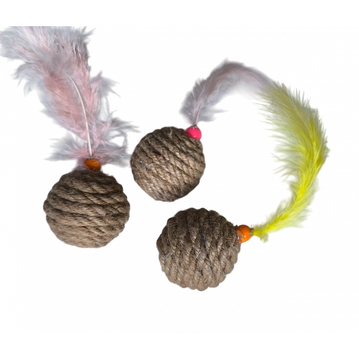 3E Grup - Jut Halat Örgü Kedi Oyun Topu 5 cm