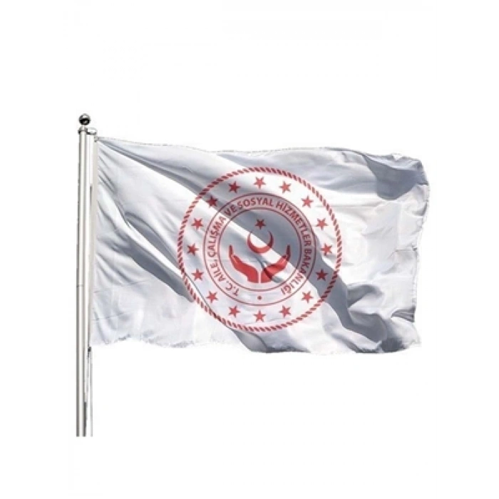 3E Grup - Kale 100x150 Saten Çift Kat Aile ve Sosyal Hizmetler Bakanlığı Gönder Flaması