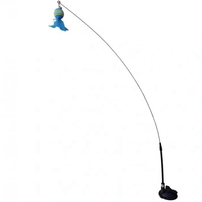 3E Grup - Karamel Pet Vantuzlu Tüylü Toplu Olta Kedi Oyuncağı 50 cm