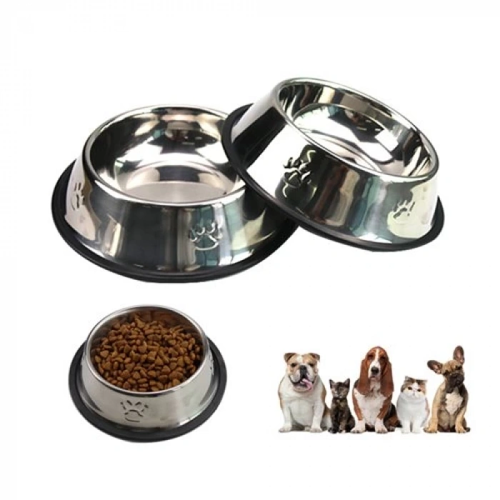 3E Grup - Karamelpet  Pati Desenli Çelik Mama ve Su Kabı 6 Oz 200 ml 15 cm