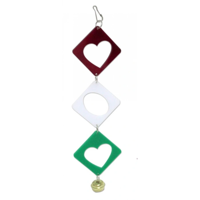 3E Grup - Kareli Oval Çanlı Kuş Oyuncağı 20 cm Zilli