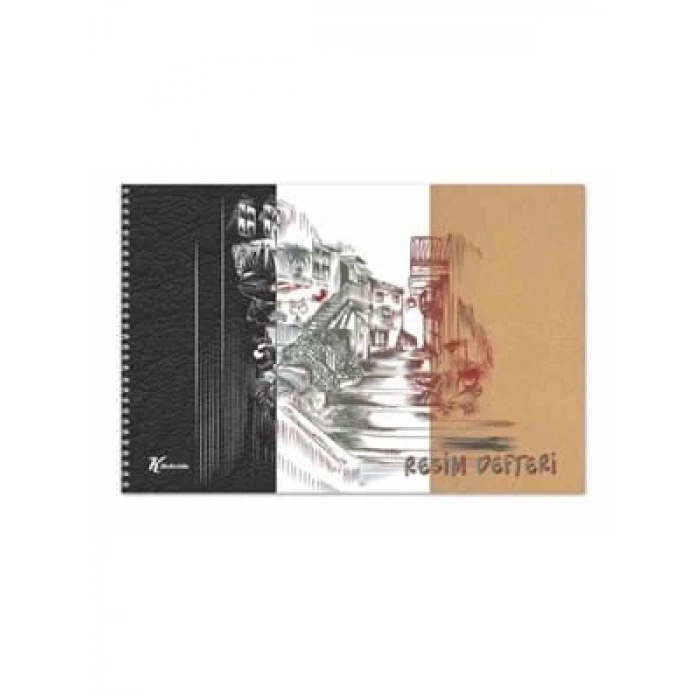 3E Grup - Keskin Color 35x50 Cm Spiralli Resim Defteri 3lü 10 Beyaz+10 Kraft+10 Siyah 301530-99