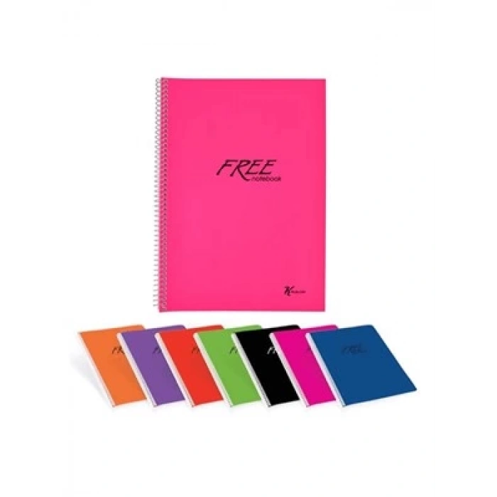 3E Grup - Keskin Color Free A4 Pp Kapak Spiralli Defter Kareli 80 Yp